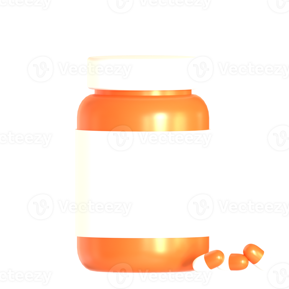 An orange pill bottle with pills on a black background png