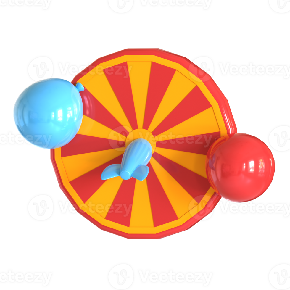 A toy wheel with two balls on it png