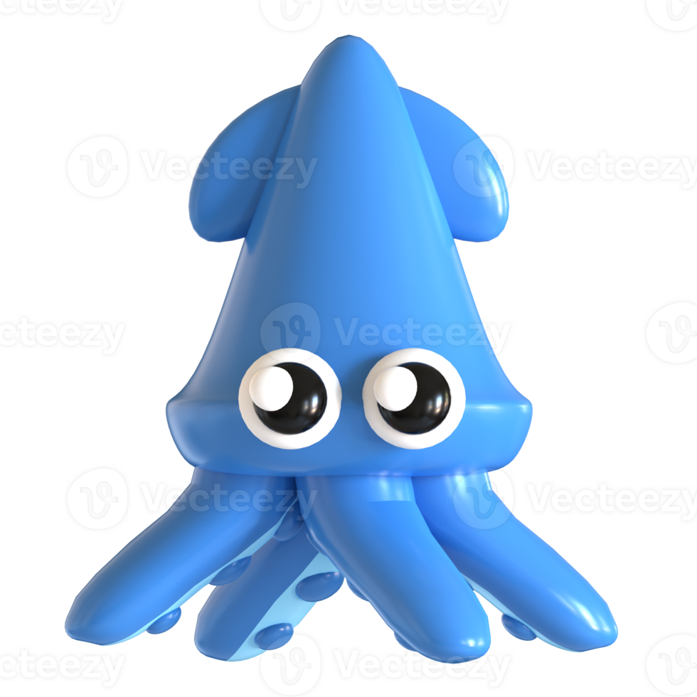 A blue octopus with eyes and a big nose png
