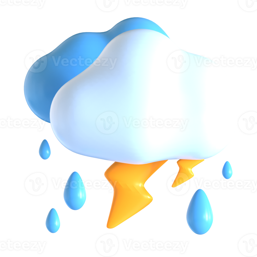 A cloud with rain and lightning is shown png