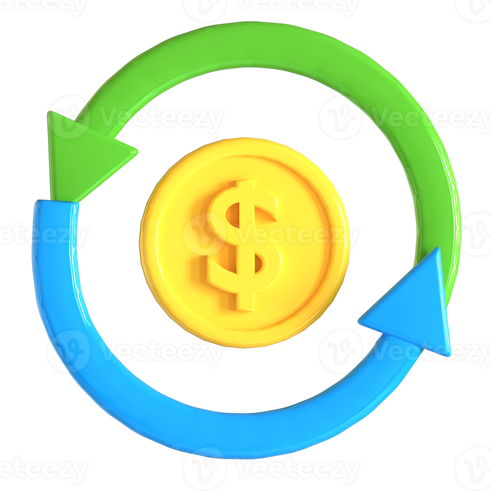 A dollar coin and arrow pointing to it png