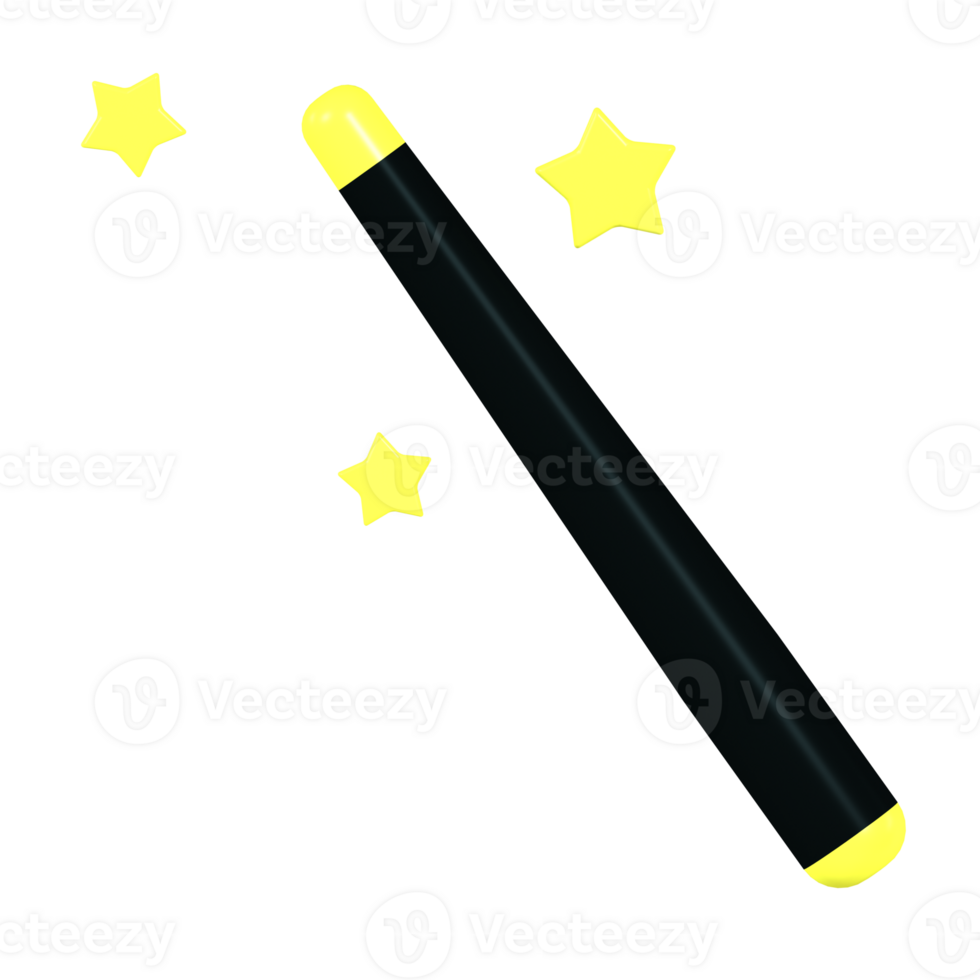 A black and yellow wand with stars on it png