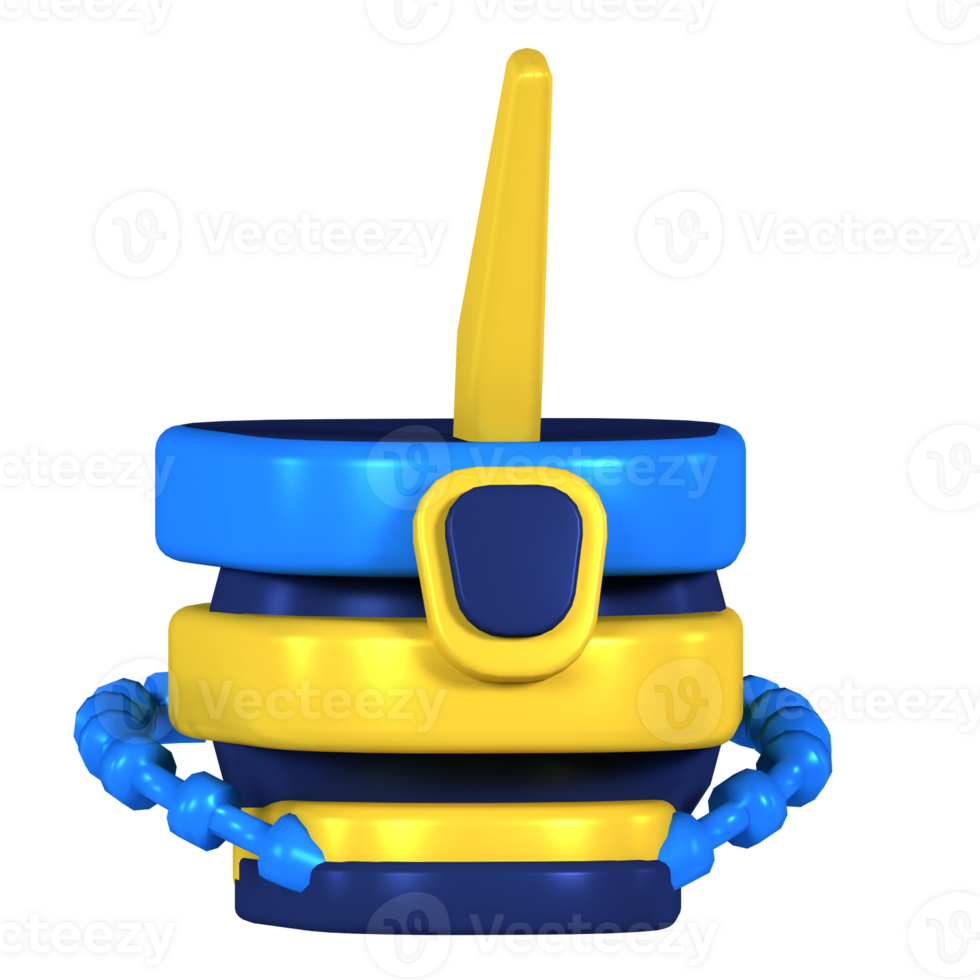 A blue and yellow toy with a handle png