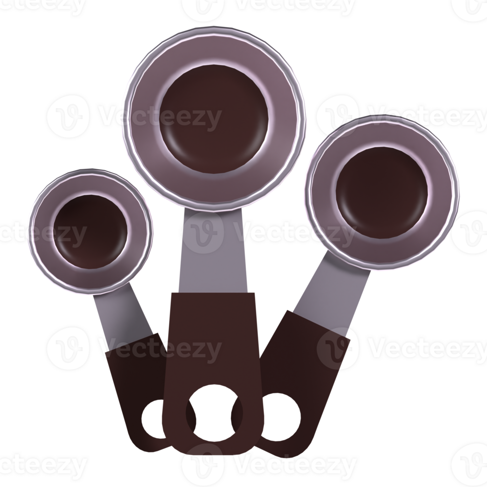 Three spoons with brown handles on a black background png