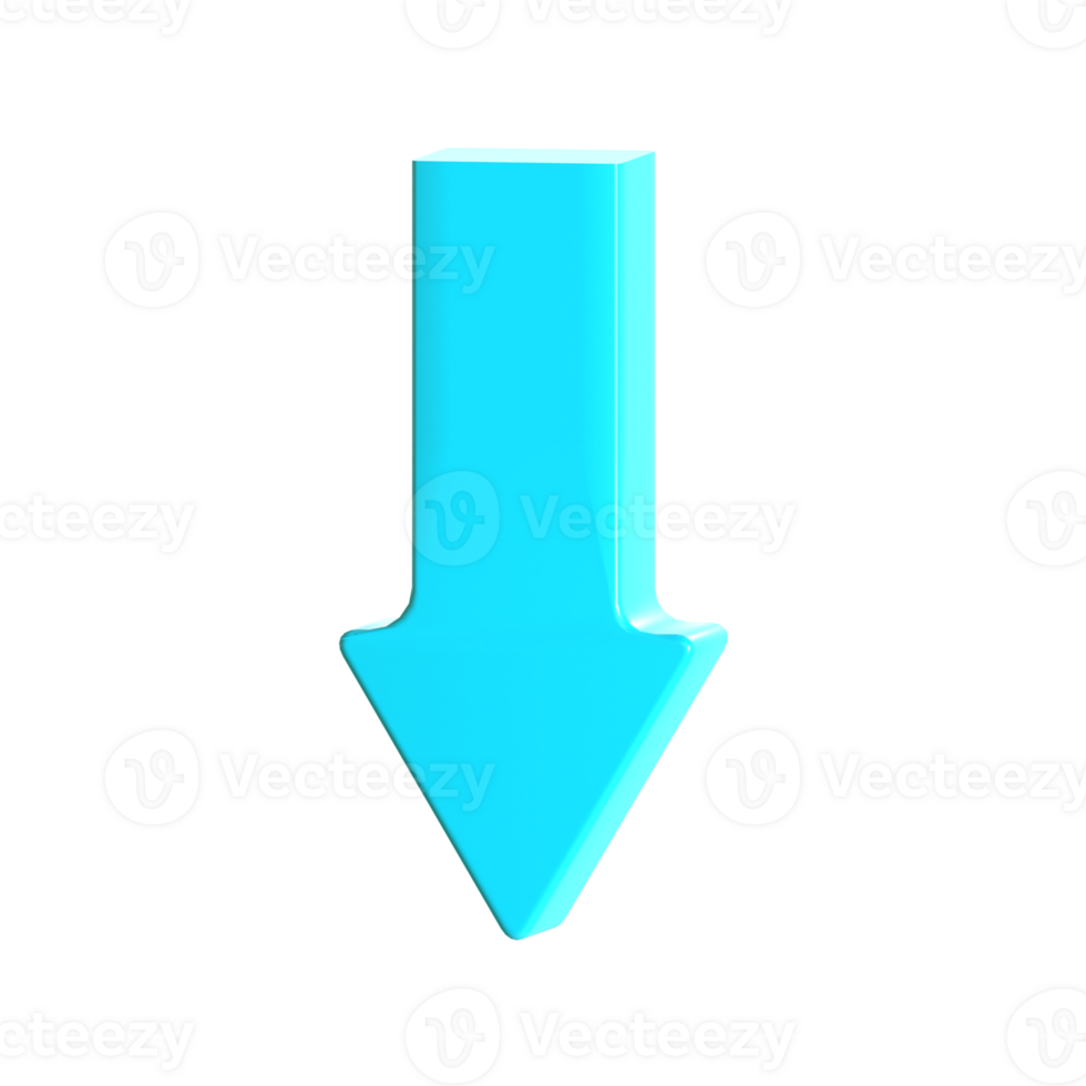 A blue arrow pointing down on a black background png