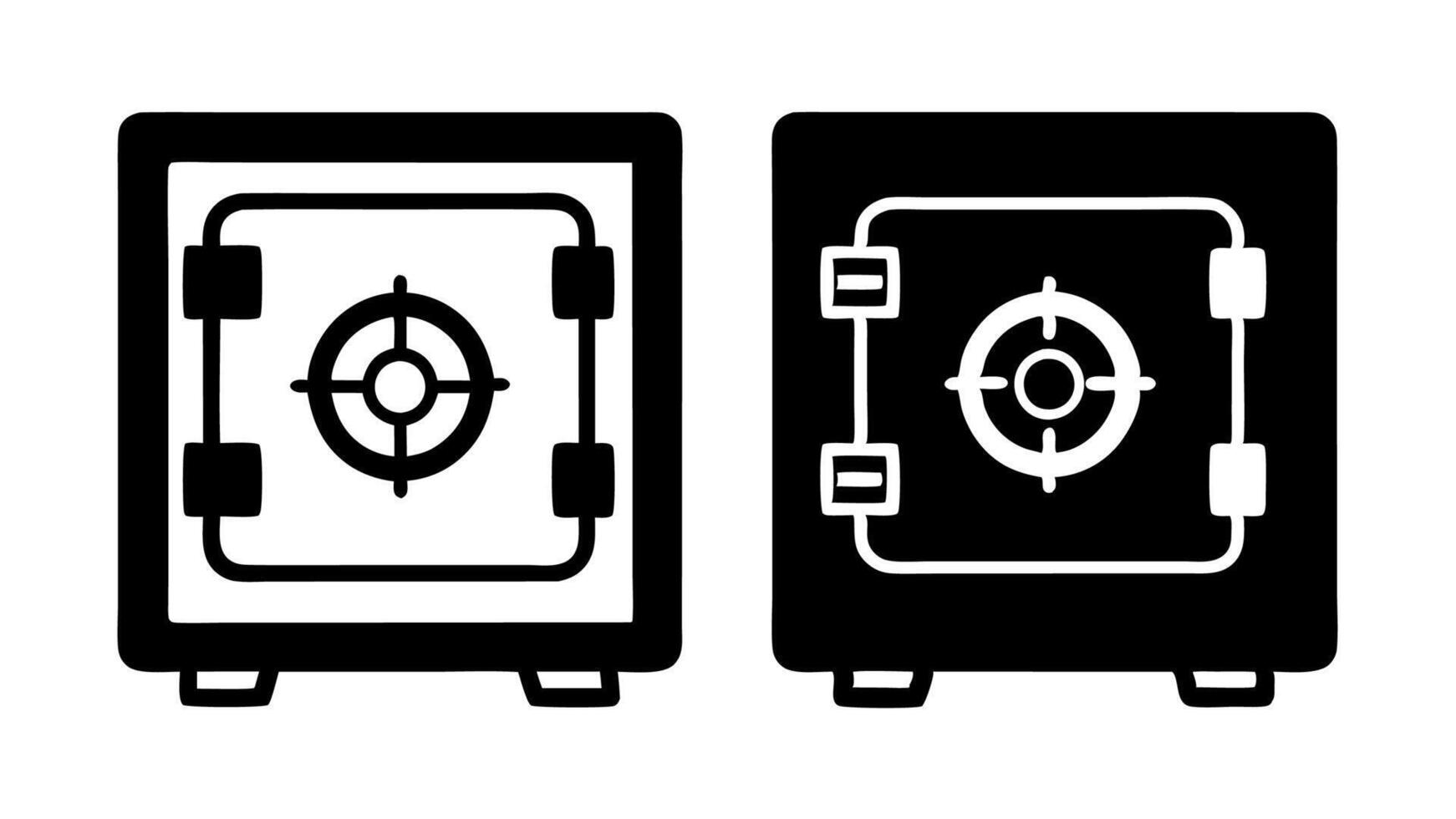 Metal Money Safe Icon Set vector