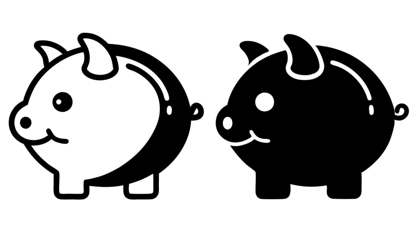 icons of piggy banks in black and white, symbolizing savings, finance, and money management. Ideal for financial services, banking, and investment-related designs. vector