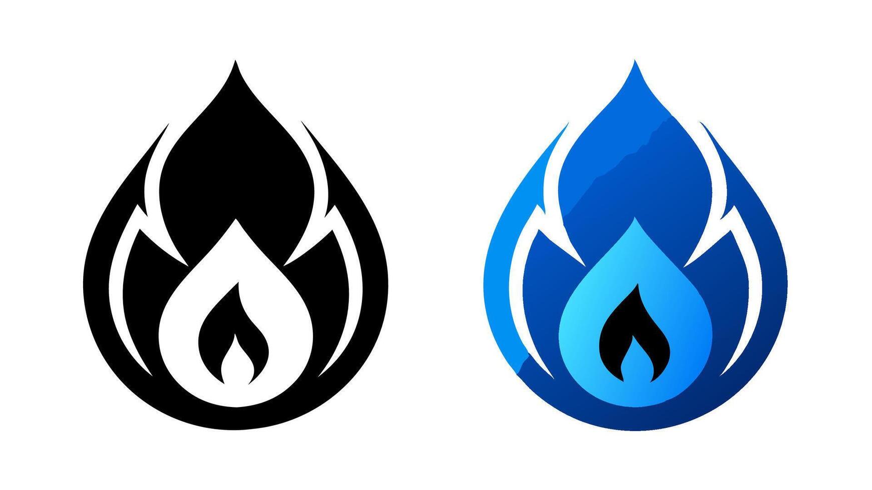illustrations of blue and black gas flames, representing energy, fuel, and combustion. Perfect for energy companies, gas suppliers, and industrial designs. vector
