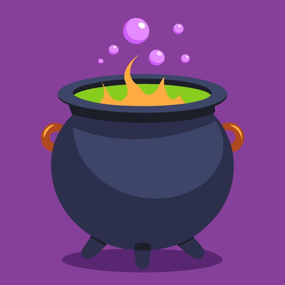 Witch's Cauldron Flat Style Icon vector
