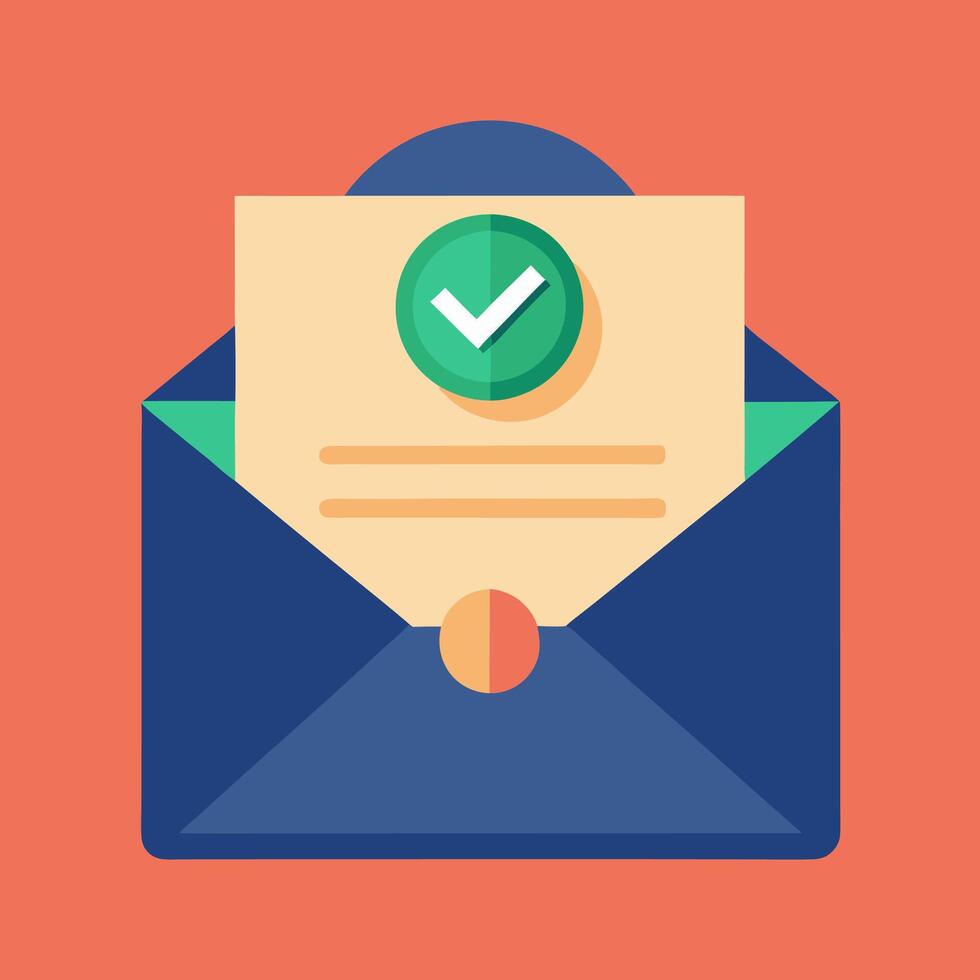 Envelope with confirmed document icon vector