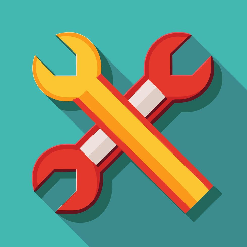 Cross Wrench Icon in Flat Style for Automotive and Repair vector