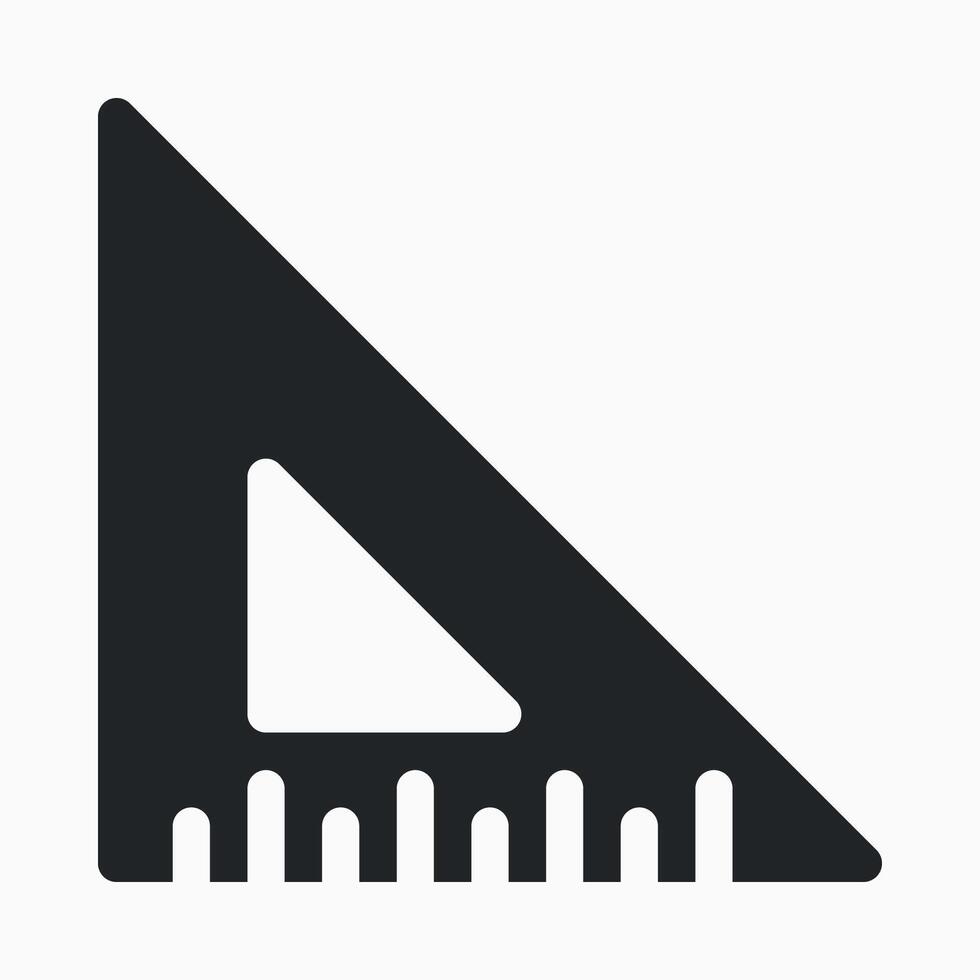 Triangle Ruler Icon. Black and White Illustration vector
