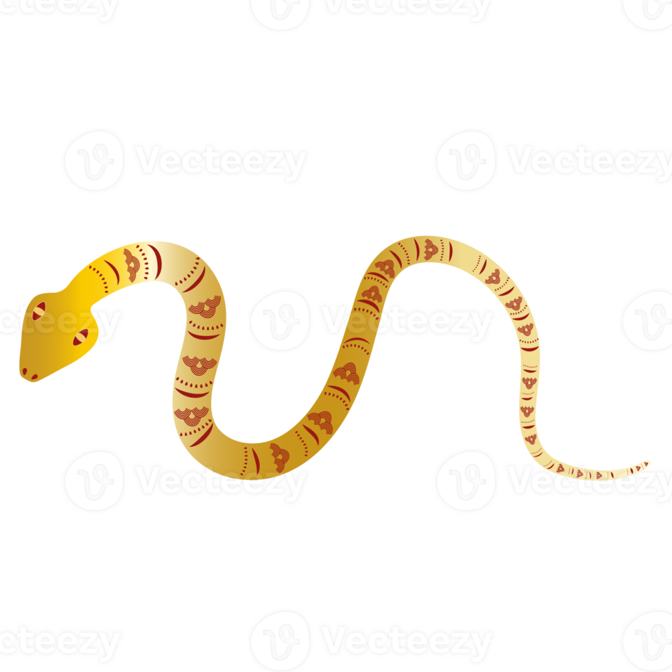 Snake Chinese New Year 2025. Gold, Floral Ornament png