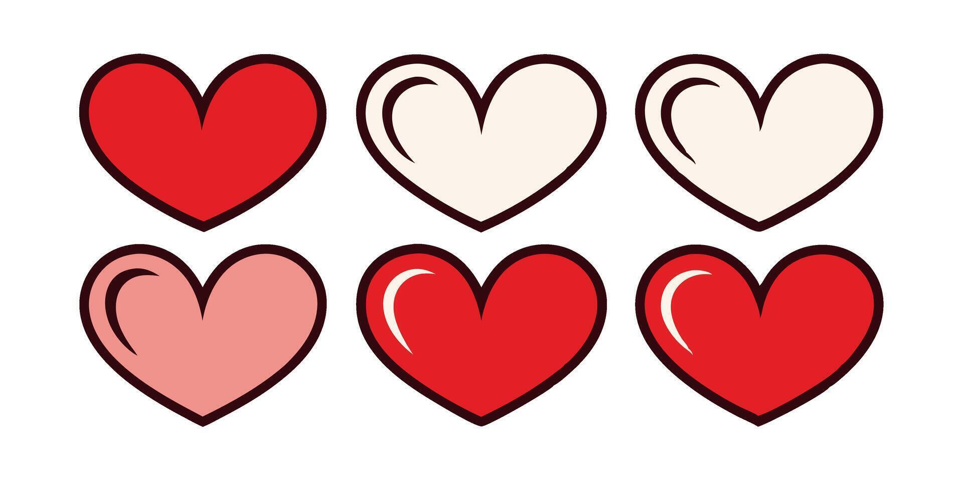 Icon illustration of a set of love symbols representing romance and affection, suitable for wedding or Valentine's Day designs vector