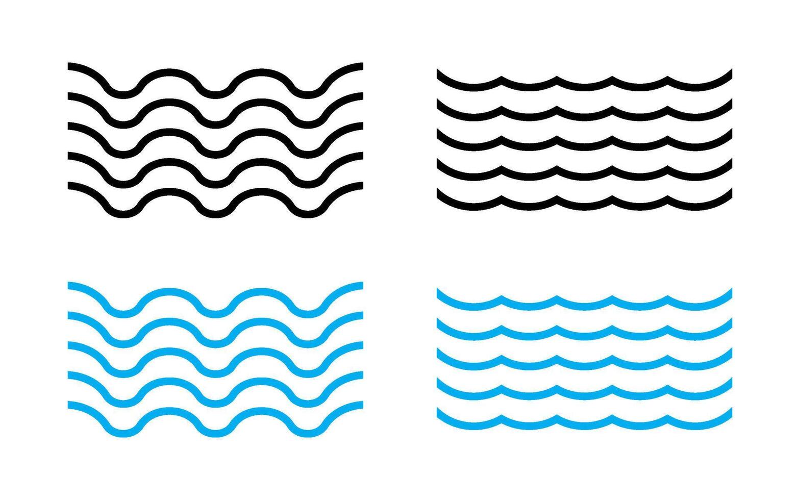 Sea wave icon set. Water logo, line ocean symbol in flat style. vector