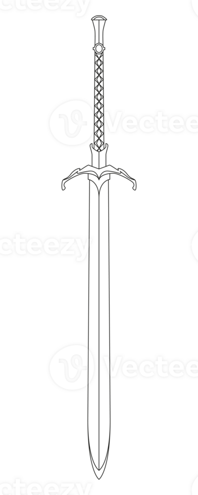 Sword line art. Ancient Longsword. Saber. Blade Tattoo. illustration png