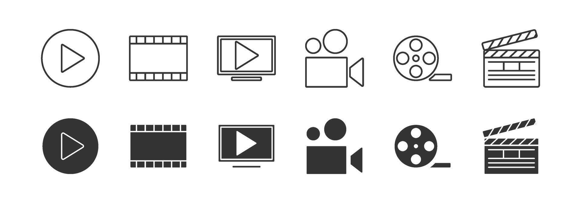 Shooting set icon. Film shooting, film player, 1 to 10, projector, camera, seconds, old film, , slideshow. Movie concept. line icon for Business and Advertising vector