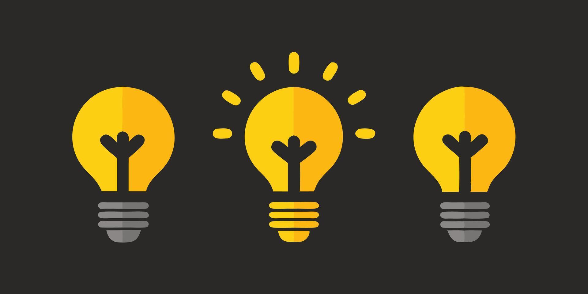 set of Icon illustration of lightbulbs representing ideas and innovation, suitable for creative or energy-related designs vector