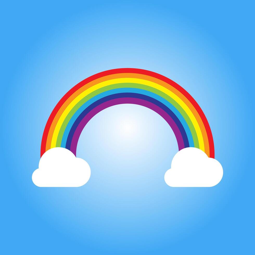 Color Rainbow With Clouds, With Gradient Mesh, Illustration vector