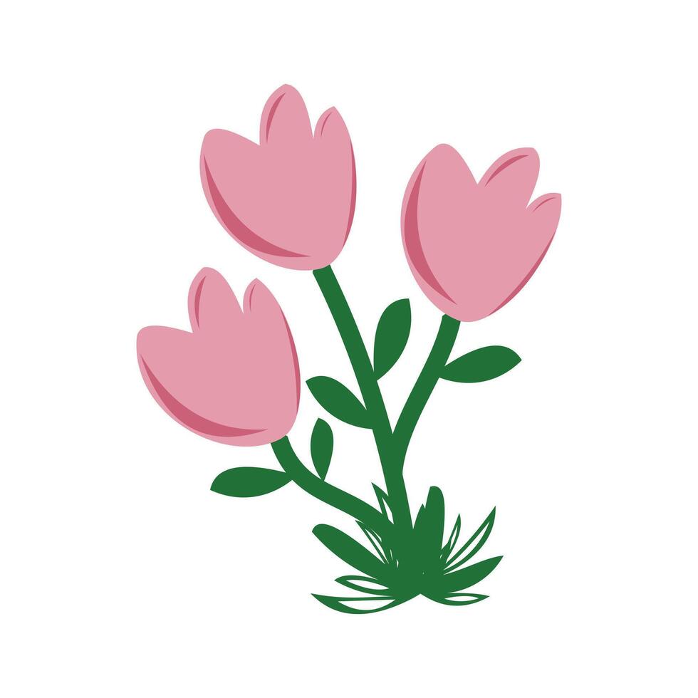 pink tulips flowers icon symbol. colorful design. The flower design symbolizes a beautiful, healthy and enjoyable life vector