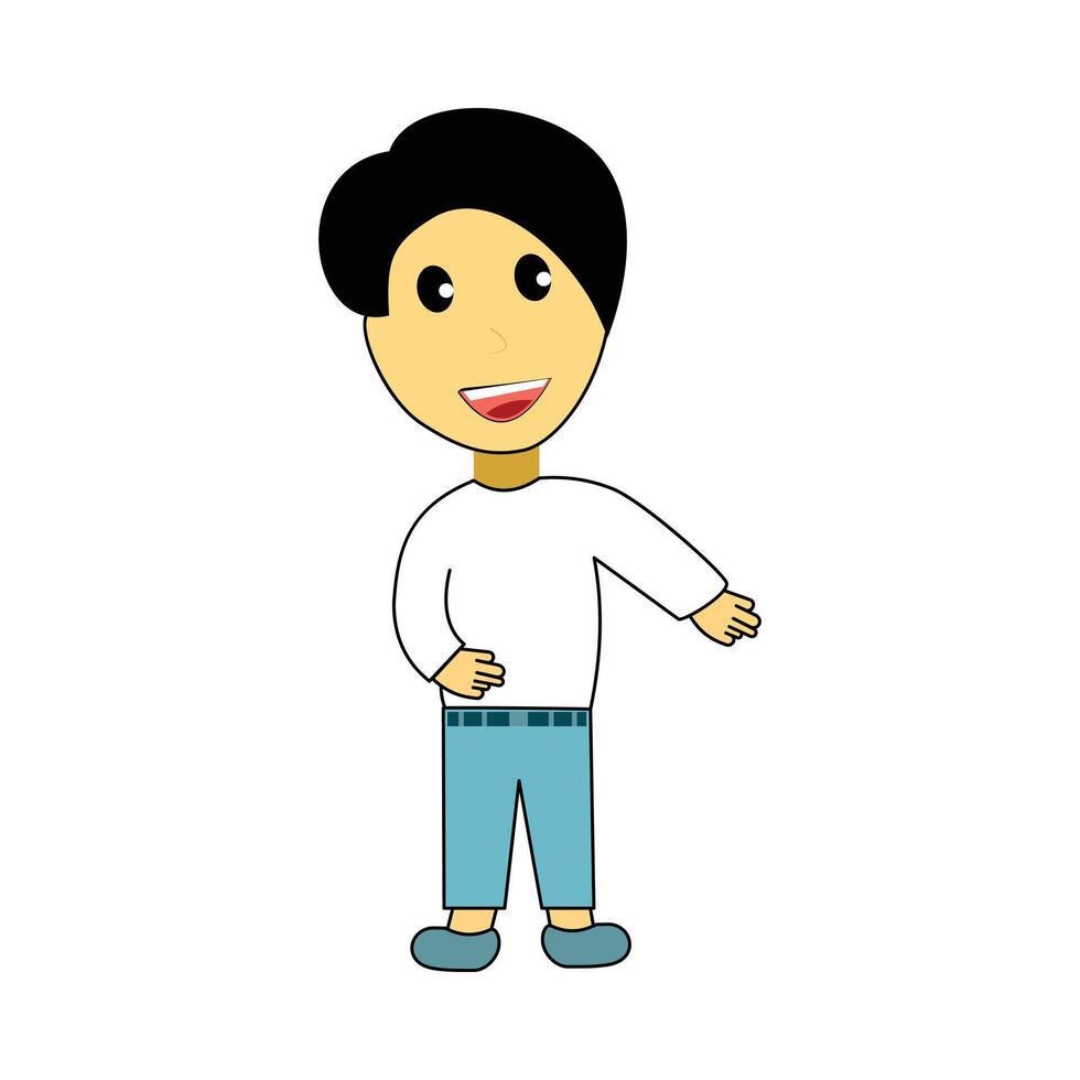 cute little boy with casual clothes. a boy with slick hair, a mirror of a good and uncool kid. Design elements of children's cartoon illustrations vector