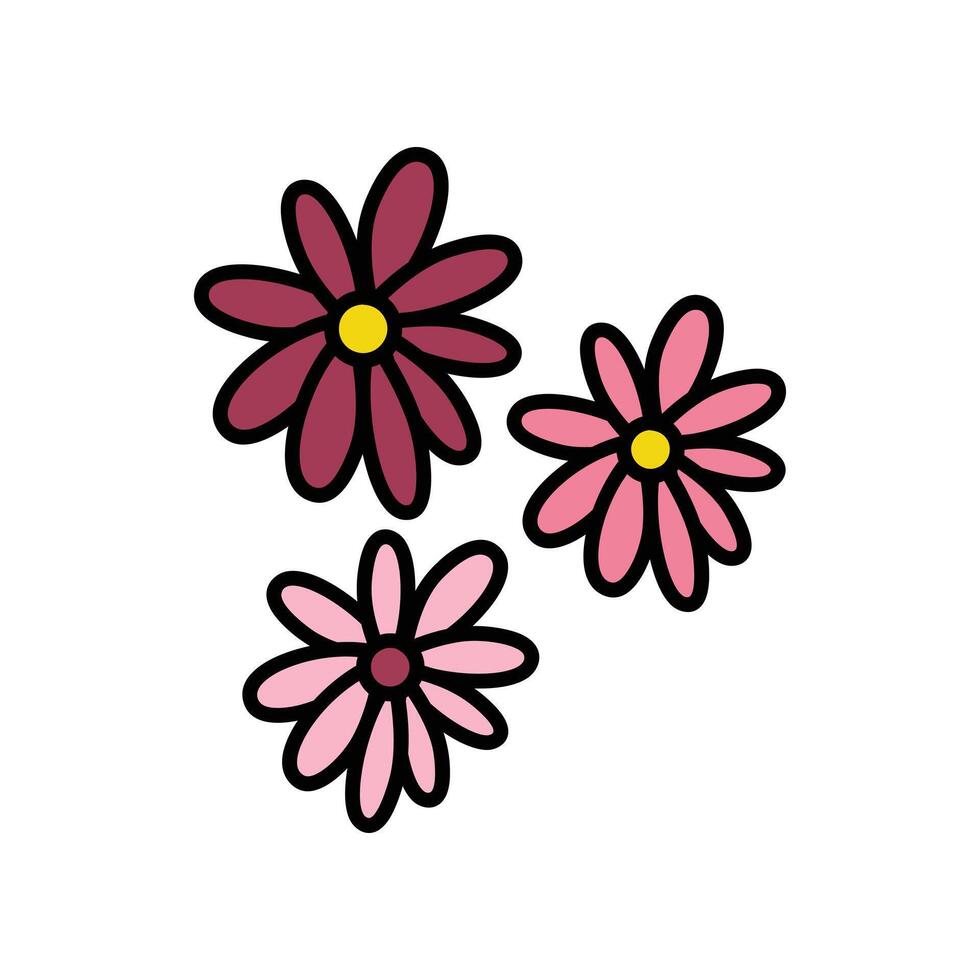 Red flowers icon set over white background. colorful design. cute flower. The flower design symbolizes a beautiful, healthy and enjoyable life vector