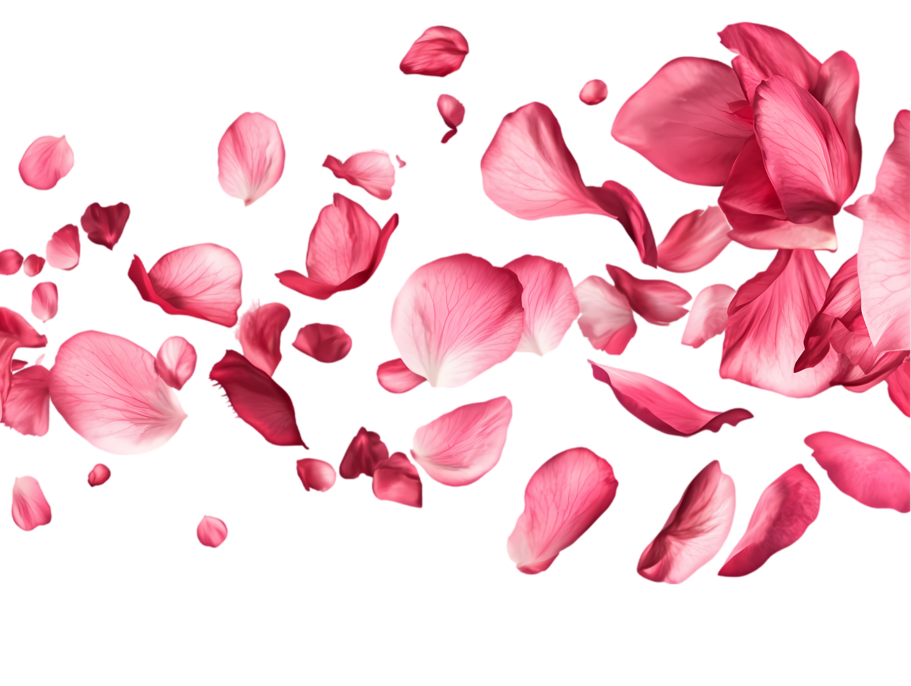 Pink and Red Petals on Transparent Background png