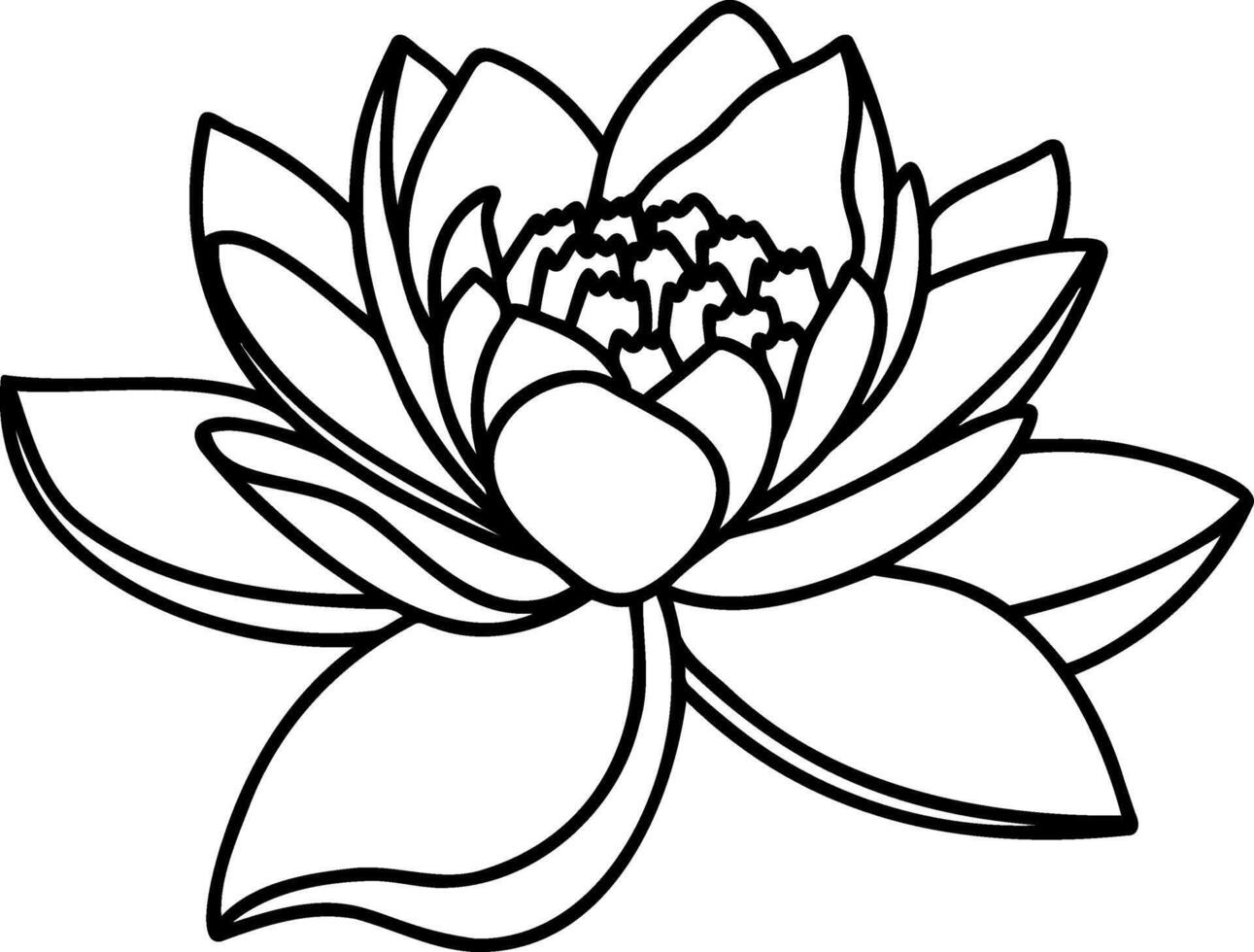 Lotus flower doodle icon Coloring book page vector