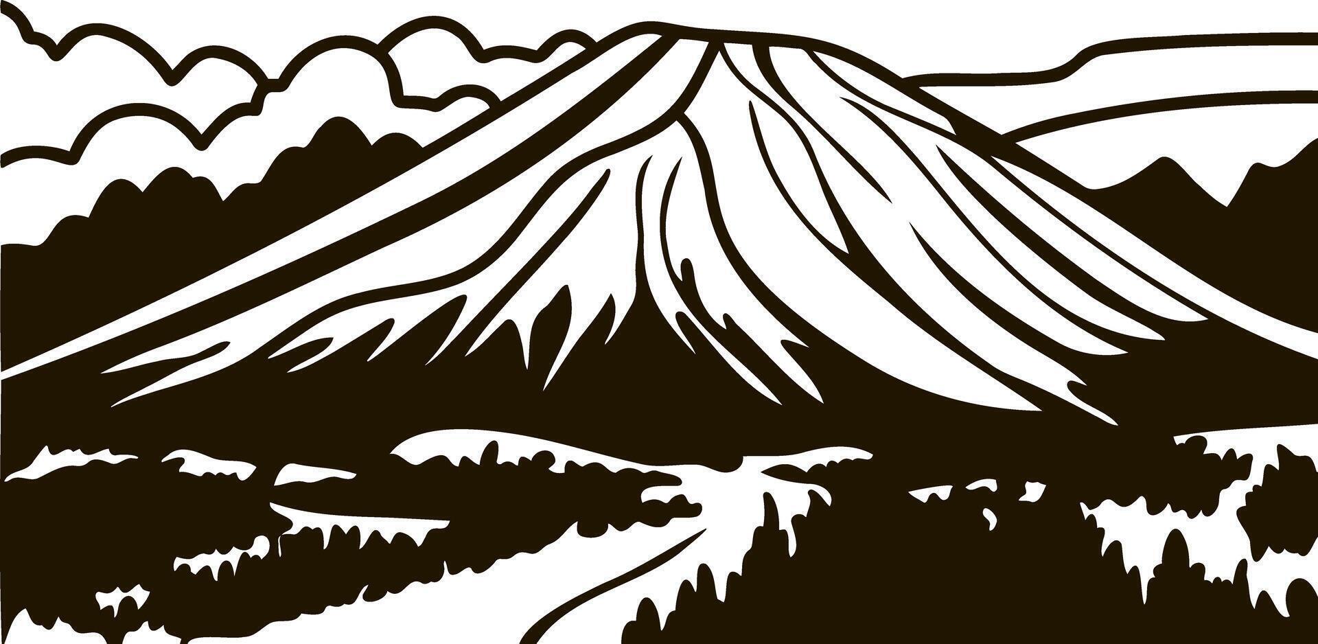 Doodle mountain icon Hand drawn clip art vector
