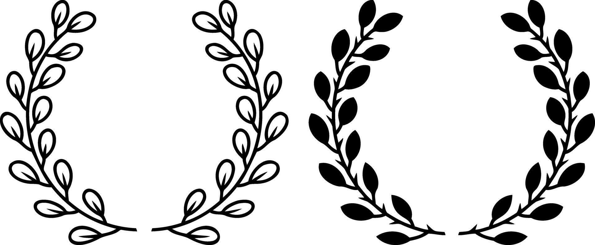 Laurel wreath icon collection Eco clipart Branch with leaf Frame Border vector