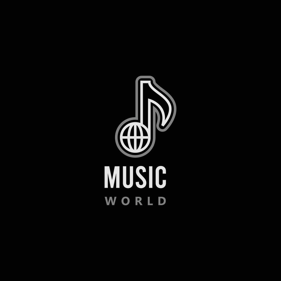 world music logo , world music icon, world music logo on black background vector