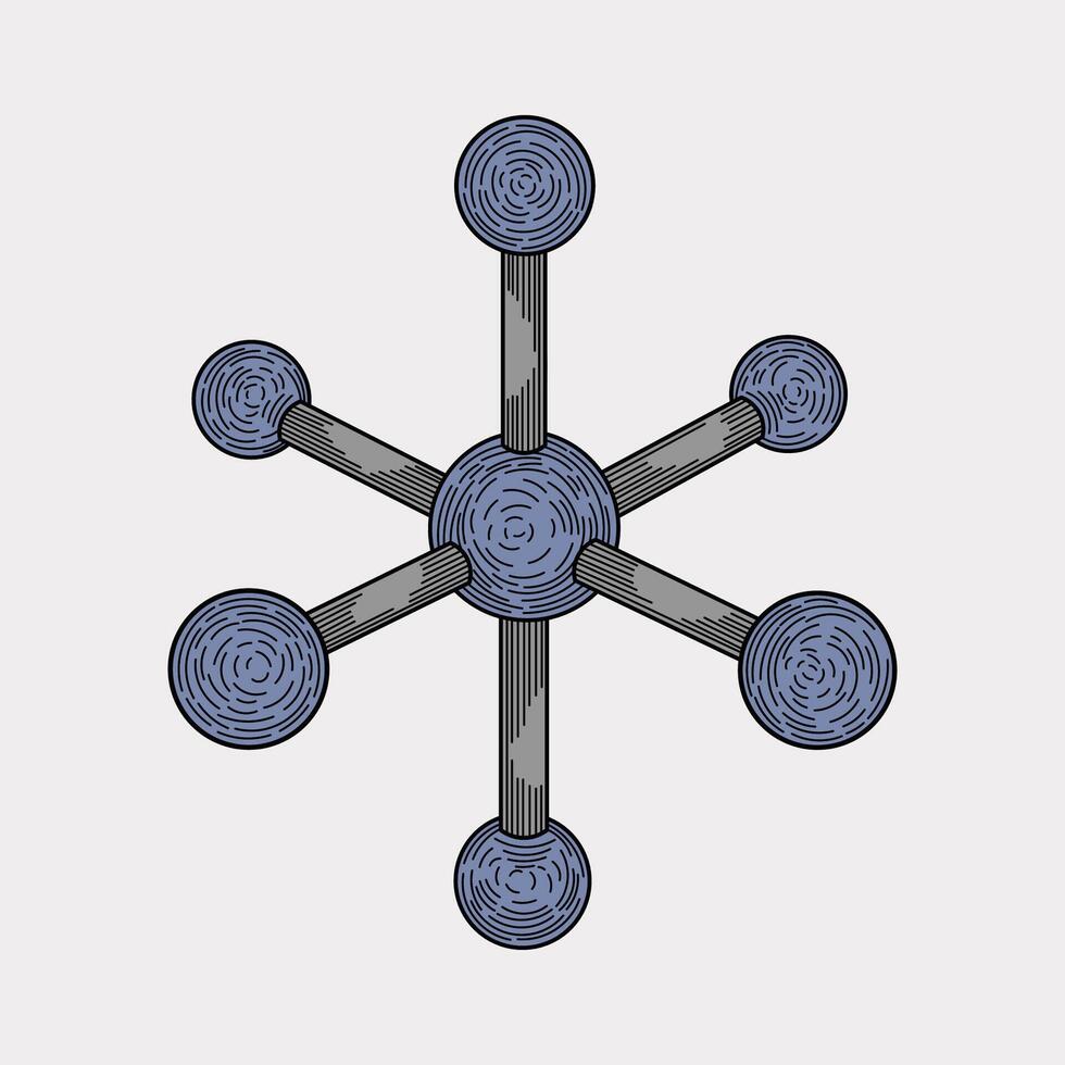 Atom molecule phosphor sketch colored illustration vector