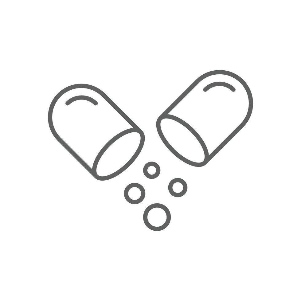 Open Capsule Pill Icon. Outline style. Editable stroke vector