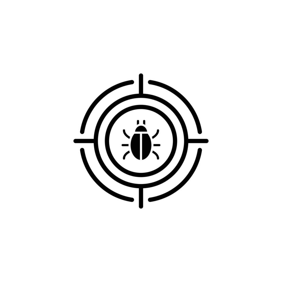 Bug Target Icon solid style. IT security concept. Solid symbol vector