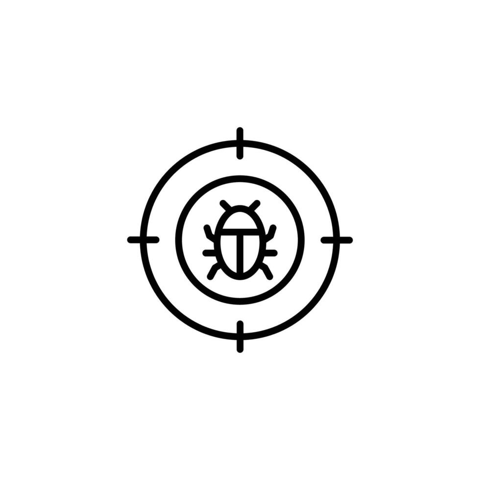 Target bug malware Icon Design Illustration. Outline style vector
