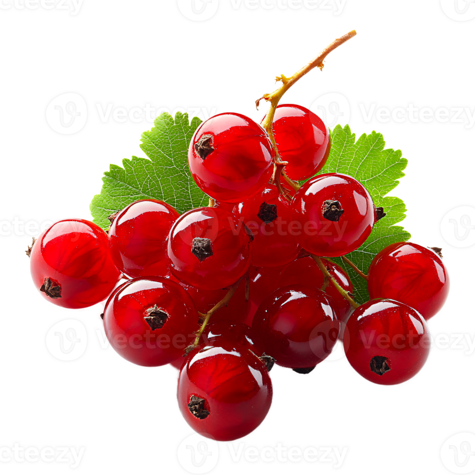 Red currants Fruit with leaf, isolated on the transparent background png