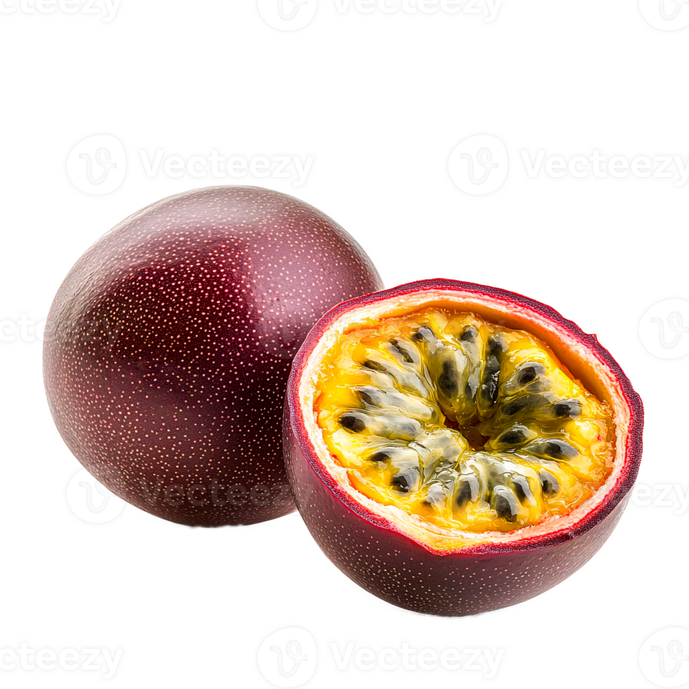 Half peeled passion fruit, isolated on the transparent background png