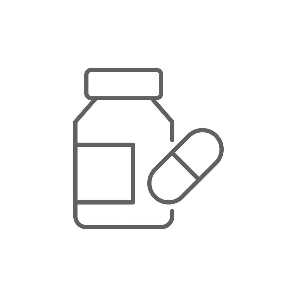 Pill bottle icon. Outline style. isolated. Editable stroke vector