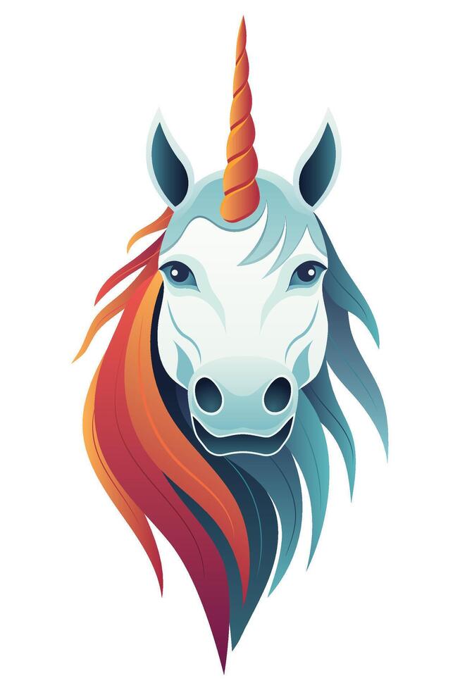 unicorn logo mythological horse with horn illustration isolated on white background vector