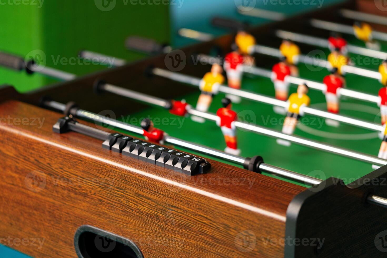 Close Up of a Foosball Table With Foosball Players photo