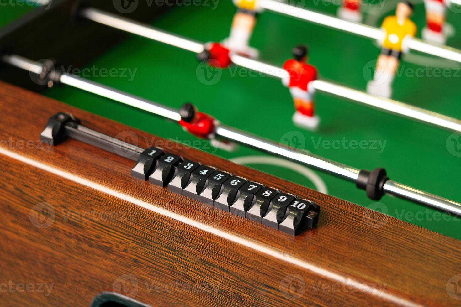 Close Up of a Foosball Table With Foosball Players photo