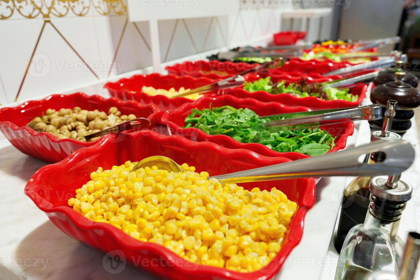 Colorful Salad Buffet Spread Displaying an Array of Fresh Ingredients During Brunch photo