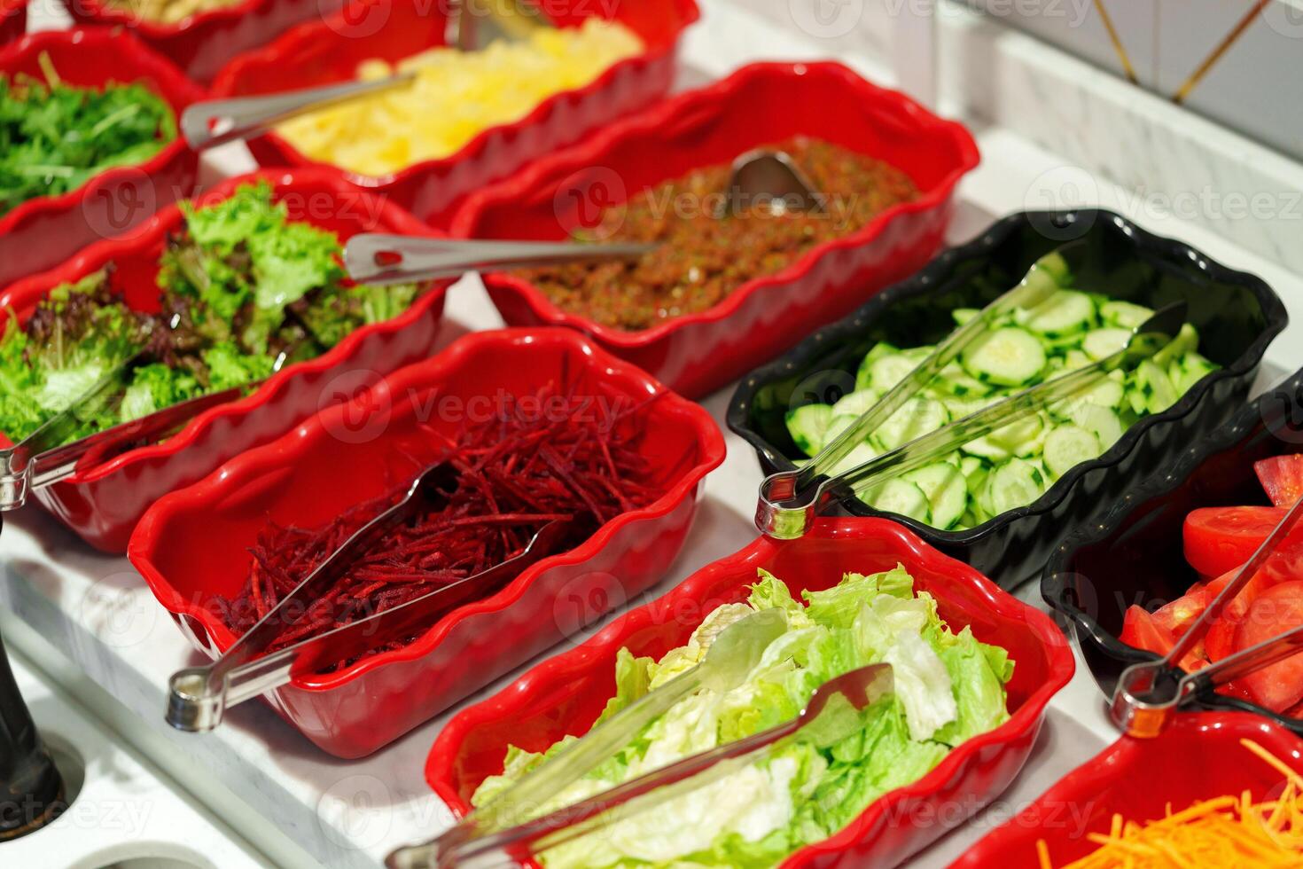 Colorful Salad Buffet Spread Displaying an Array of Fresh Ingredients During Brunch photo