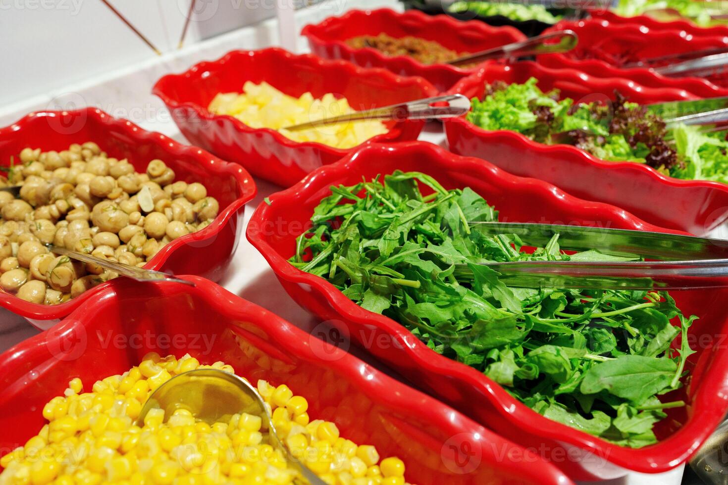 Colorful Salad Buffet Spread Displaying an Array of Fresh Ingredients During Brunch photo
