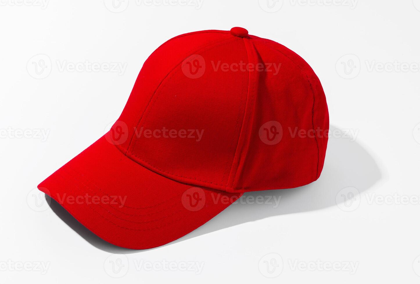 Red Baseball Cap on White Background photo