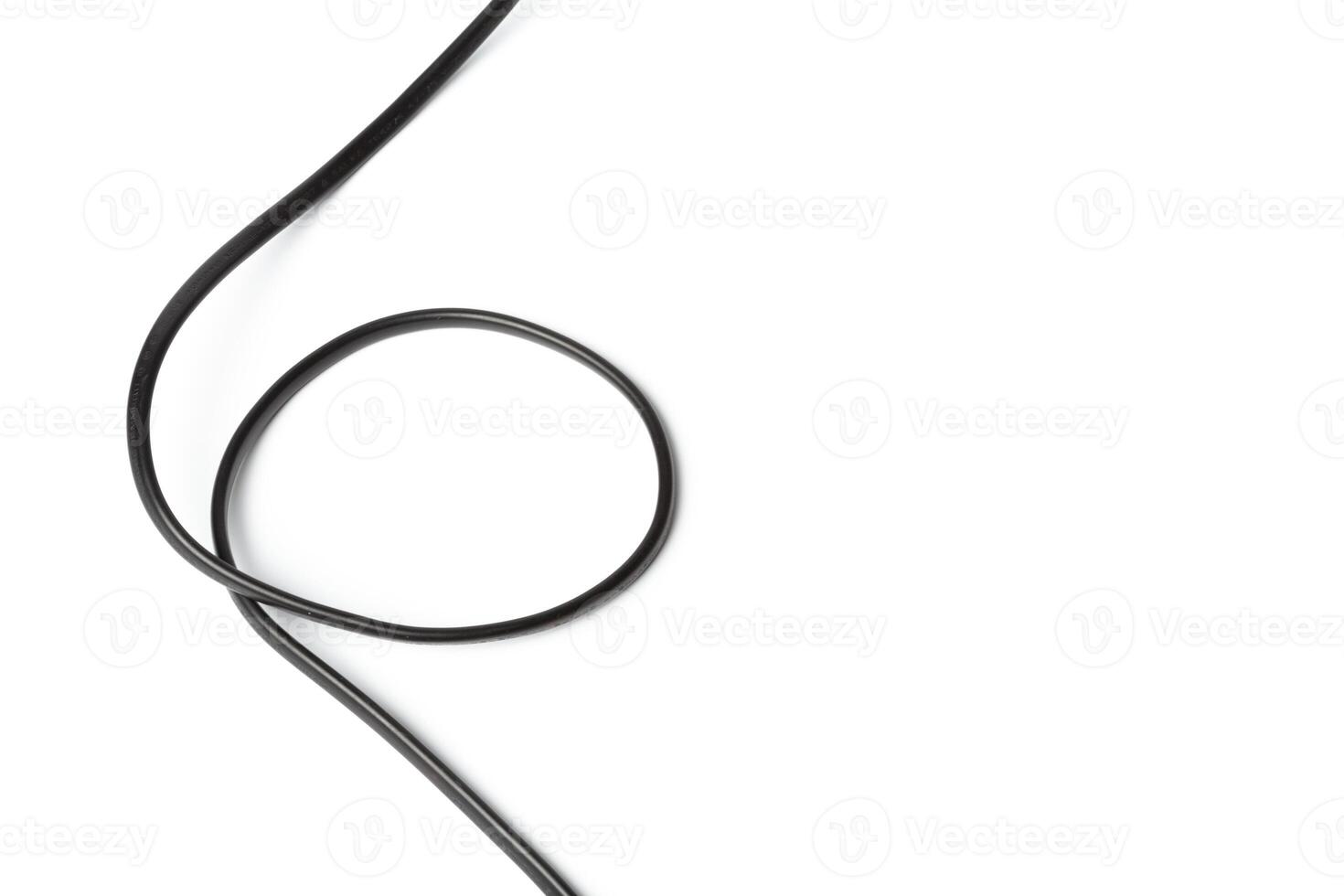 Black power cable with plug and socket isolated on white photo