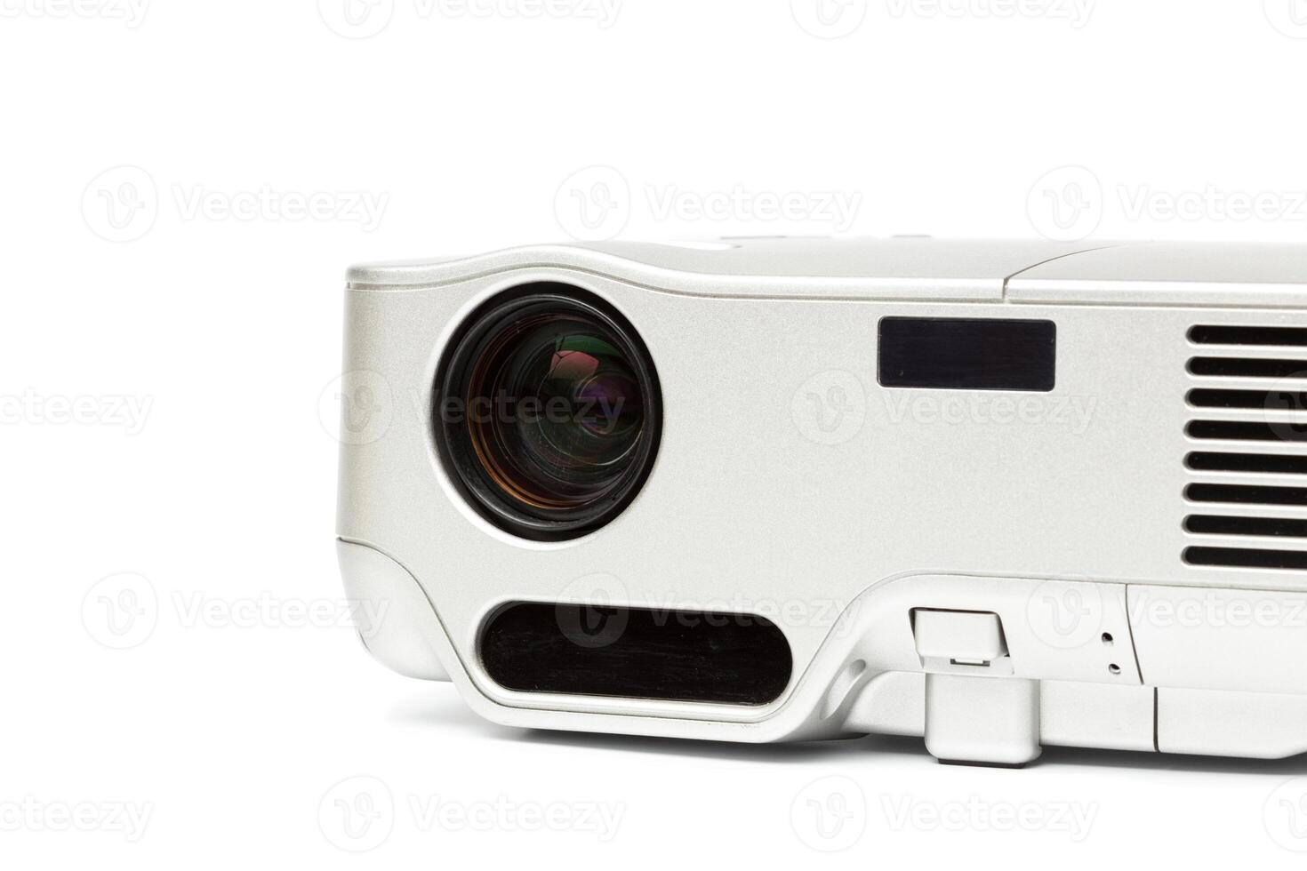 Projector multimedia silver colour on white background photo