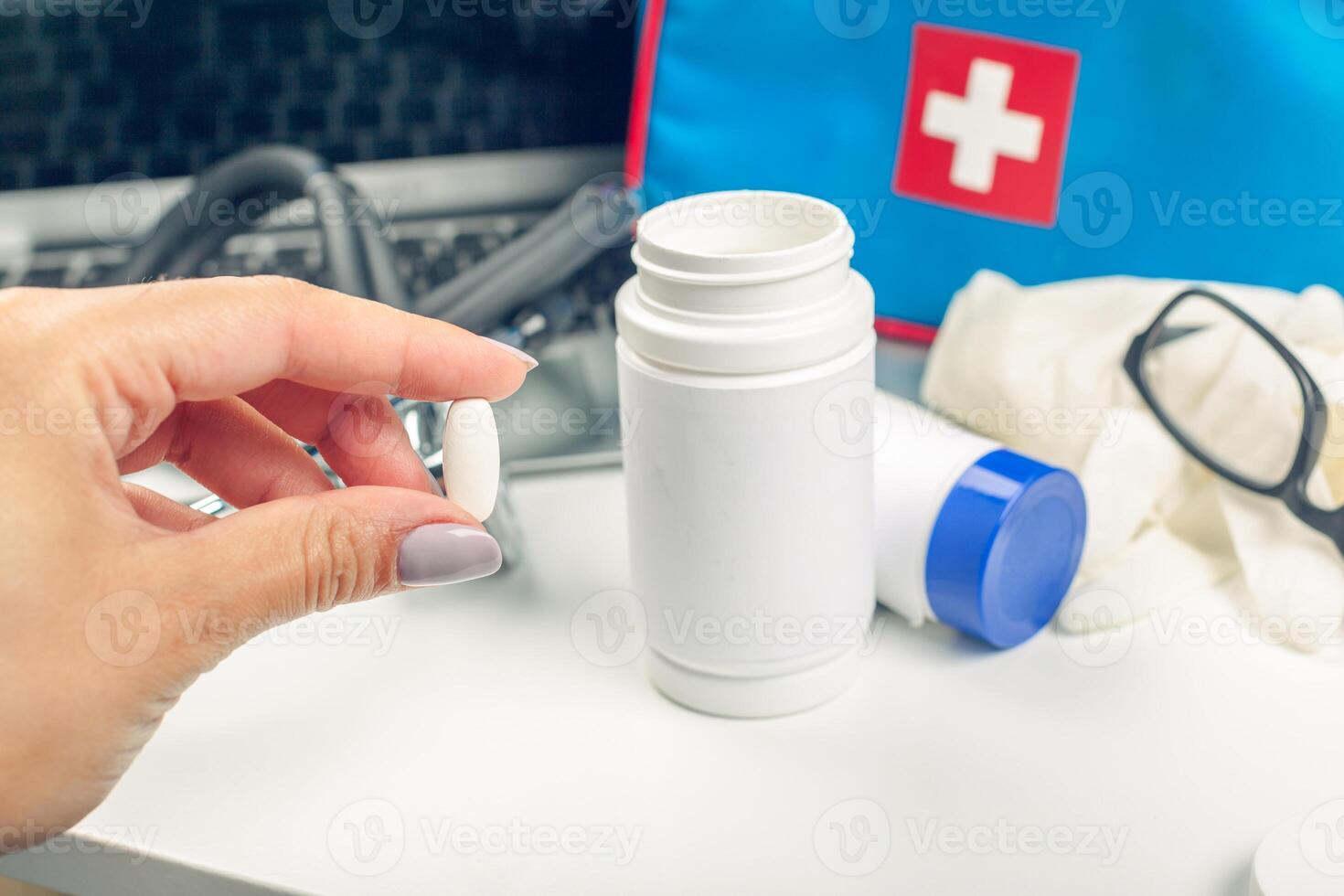 Medicine doctor's working table photo