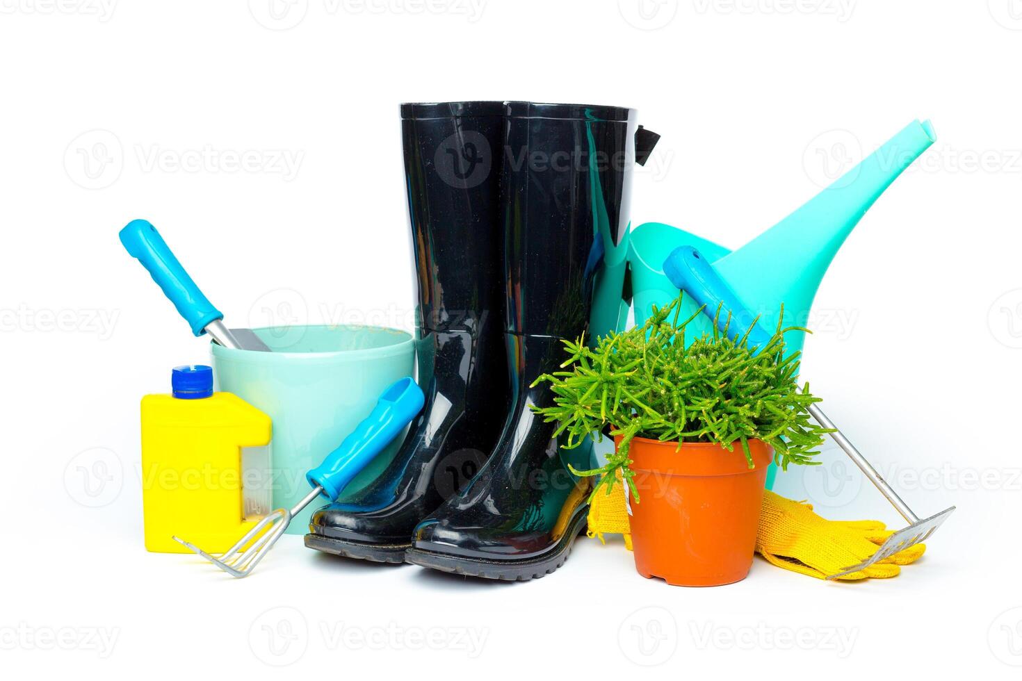 Garden tools isolated on white photo