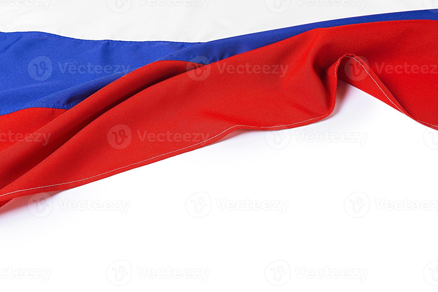 close up shot of wavy flag of Russia photo